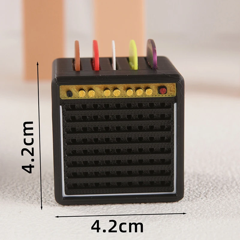 Contenitore per plettri per chitarra stampato in 3D in stile altoparlante per amplificatore con 5 plettri gratuiti, supporto per esposizione