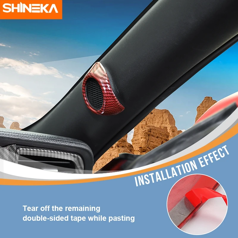 SHINEKA ABS Car A Pillar Door Audio Stereo Speaker Decoration Cover Trim Stickers For Ford Mustang 2015 Up Interior Accessories