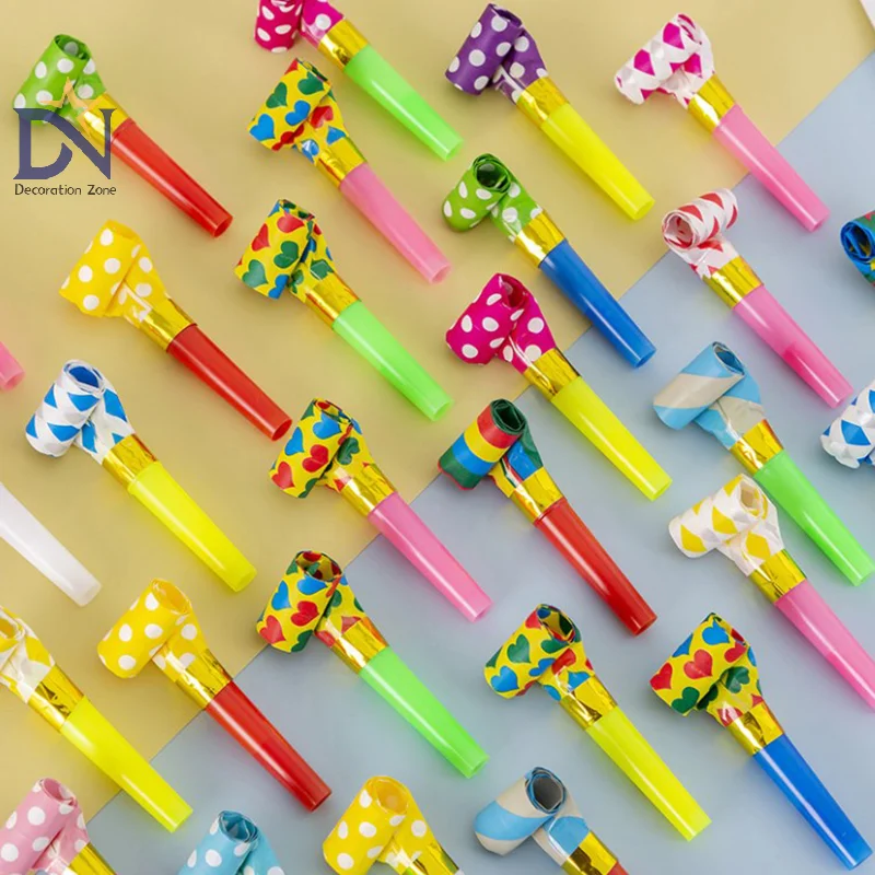 10Pcs Colorful Party Blowouts Whistles Noice Maker Toys For Kids Birthday Party Favors Baby Shower Treasure Boxs Pinata Filler