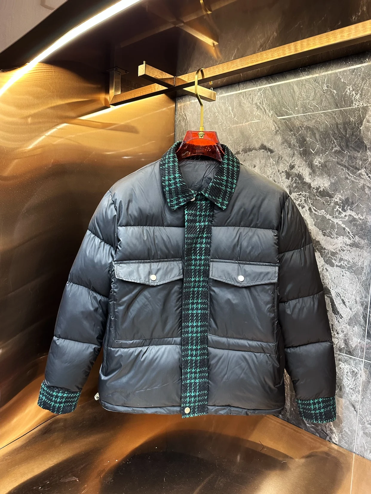 

Thiened Casual down Cotton Jaet for Men with Prince Pattern Collar Patchwork Winter Warm Workwear Coat Sli Brand