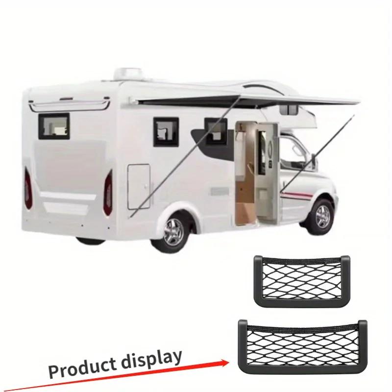 2pcs Universal Car RV Storage Net Pocket with Adhesive, Mobile Holder, and Multiple Sizes - Convenient Car Accessories