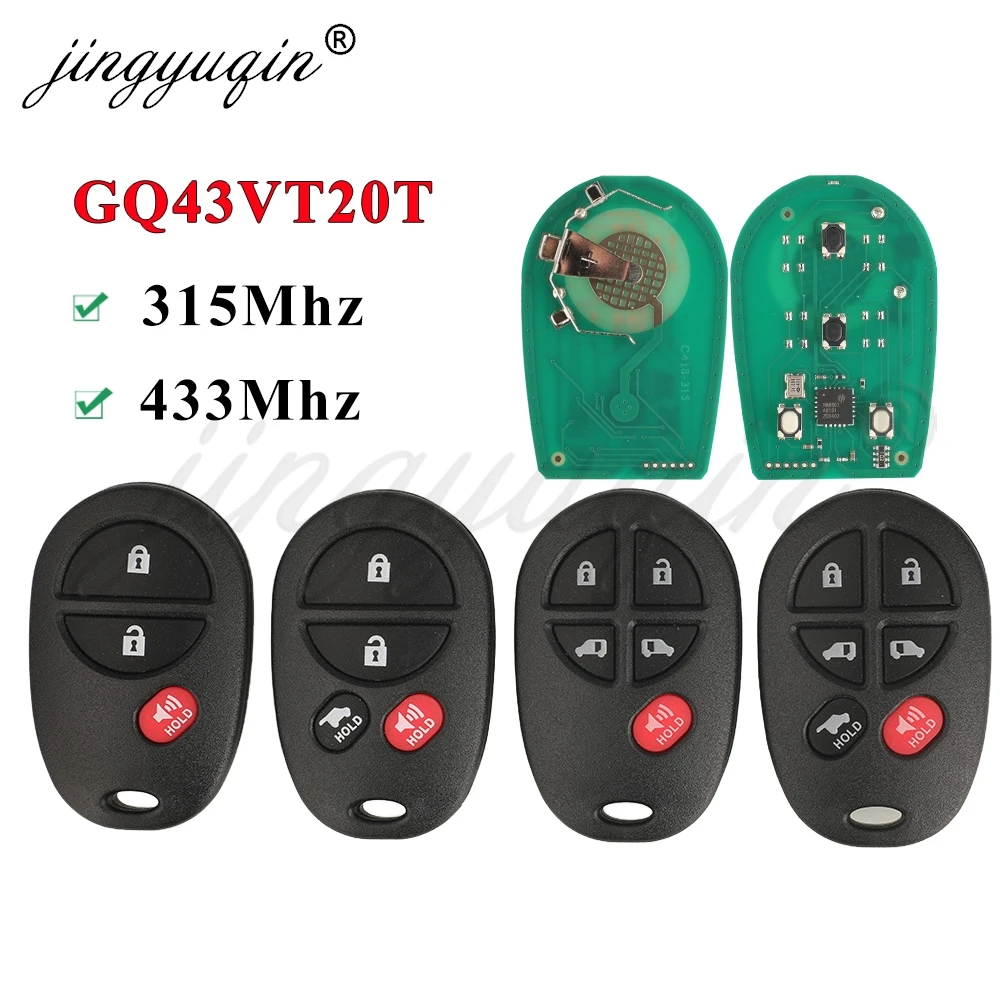 

Jingyuqin GQ43VT20T 315 МГц/433 МГц дистанционный автомобильный брелок для Toyota Sienna Solara Avalon Camry Highlander Sequoia Tacoma Tundra