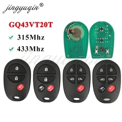jingyuqin GQ43VT20T 315Mhz/433MHz Remote Car Key Fob for Toyota Sienna Solara Avalon Camry Highlander Sequoia Tacoma Tundra