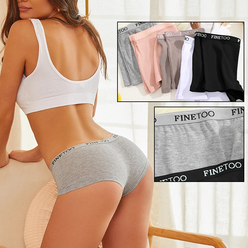 FINETOO 6PCS/Set Women Cotton Panties Female Boxer Boyshort Low Waist Letter Logo Sport Underwear Ladies Pants Intimate Lingerie - Image 3