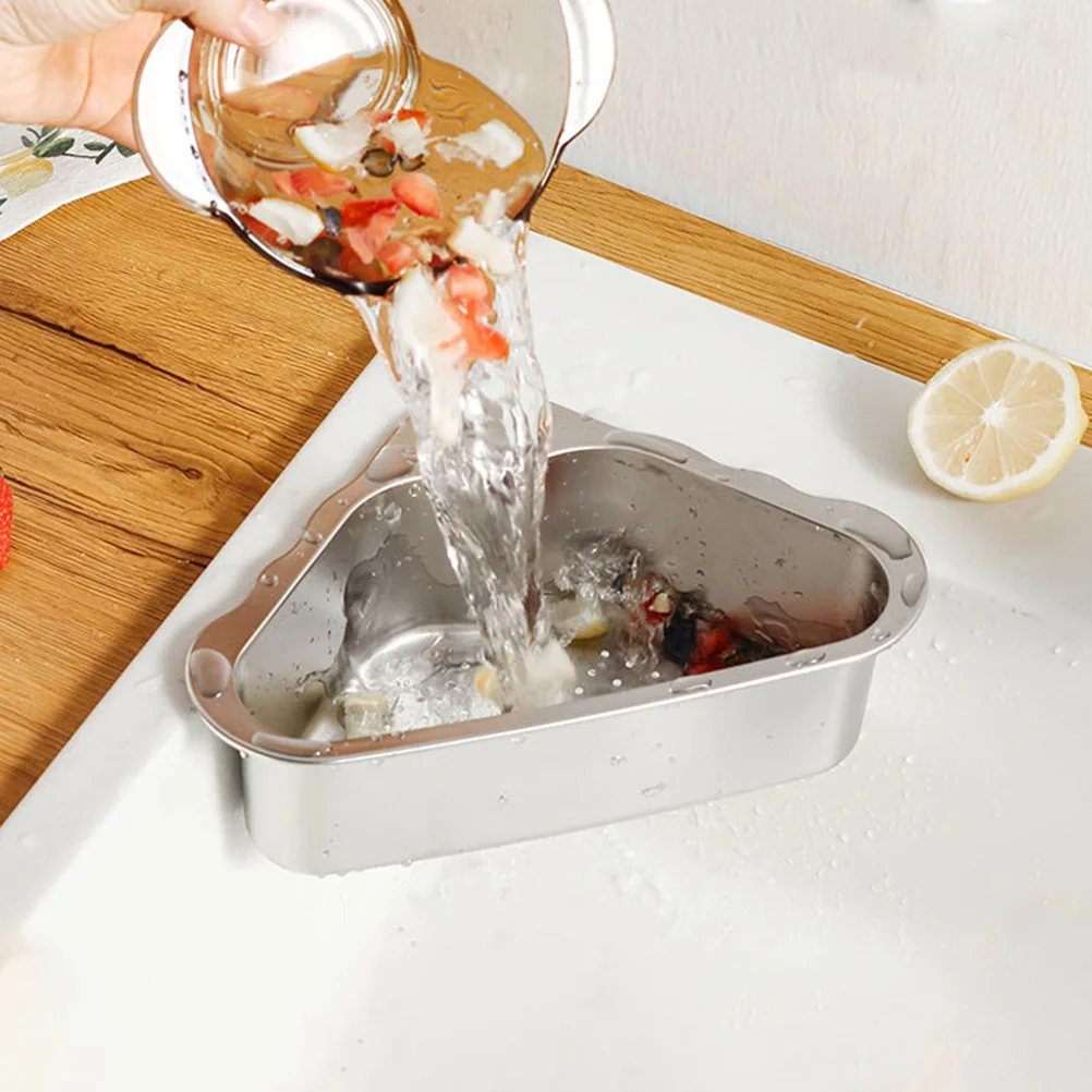 Stainless Steel Sink Draining Basket: The Ultimate Corner Sink Organizer thumbnail