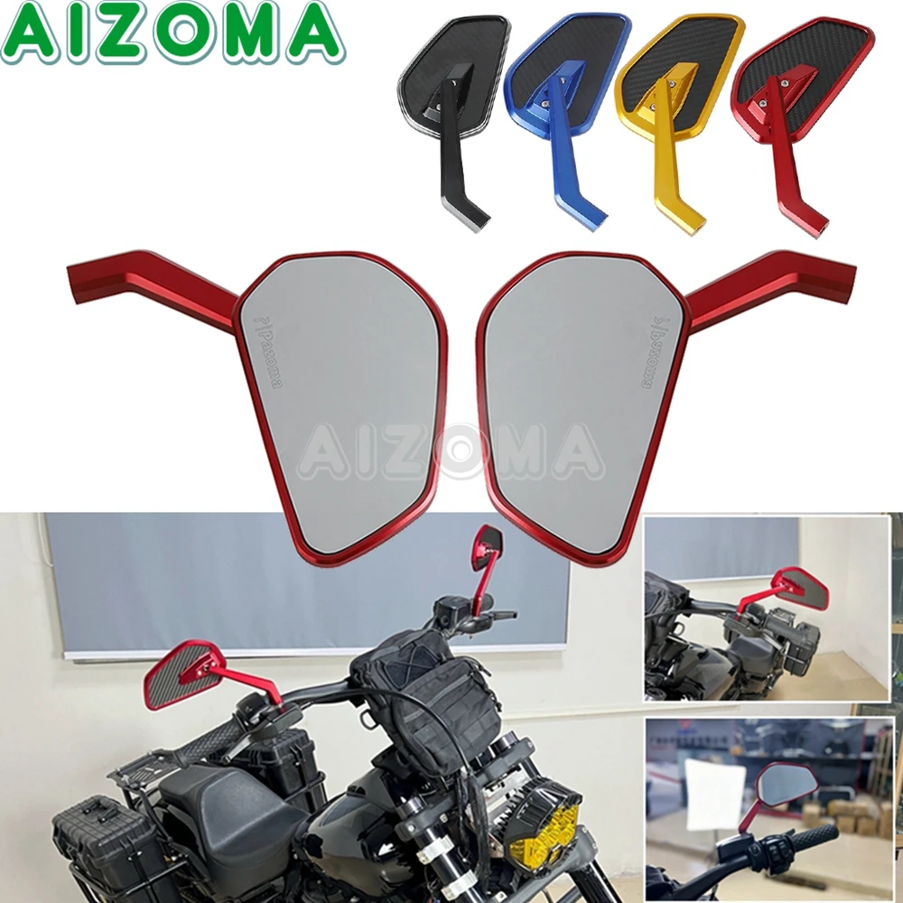 Motorcycle Mirrors Aluminum Carbon Fiber Handlebar Mirrors For Harley Softial Dyna Street Bob Fat Boy Low Rider Super Wide Glide