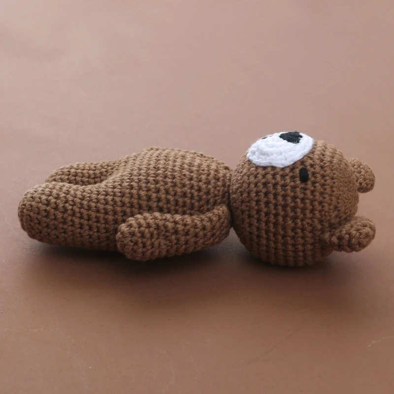 B2EB Crochet for Baby Handmade Animation Knit Sleep Bear Stuffed Animal