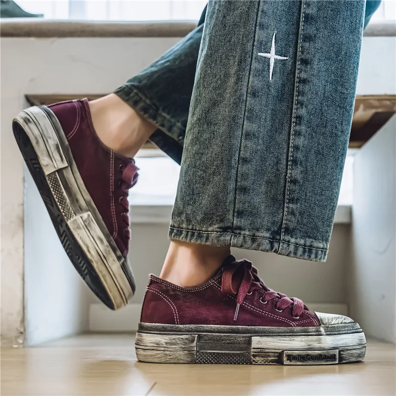 

Грязная парусиновая обувь в стиле ретро, мужские повседневные кроссовки, дышащая вулканизированная обувь для мужчин, мужская обувь для скейтборда с низким вырезом, zapatillas hombre