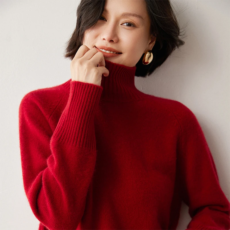 2023 Autumn Winter New 100% Cashmere Knit Pullover Women\'s High Quality Thicken Long Sleeve Sweater Female Loose Large Size Tops