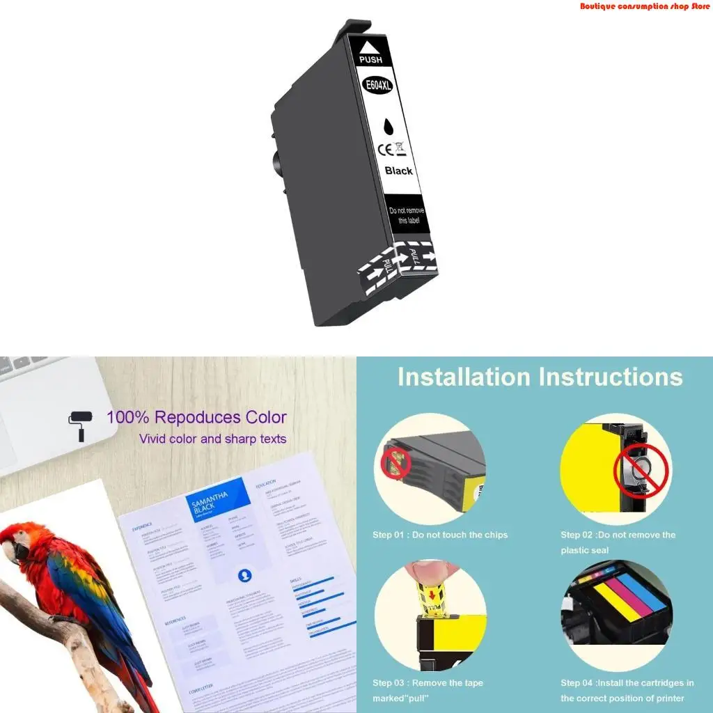 L9NA 604XL Cartridges for Expression Home XP-2200 XP-2205 Printer Prevent Clogging Bright Colors Cartridge