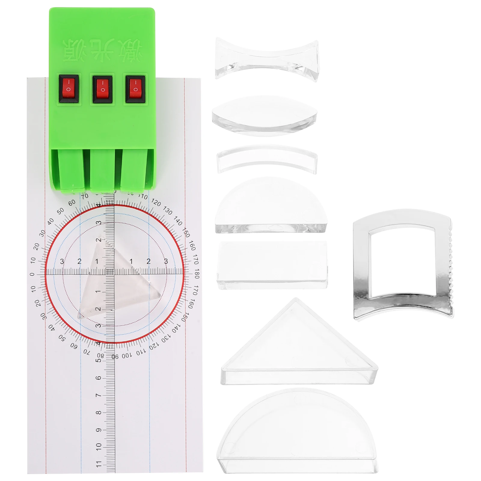 

1 set Optical Experiment Equipment 1 Set Concave Convex Lenses Triangular Prisms Physics Science Kits Teaching Tools Optics Lab