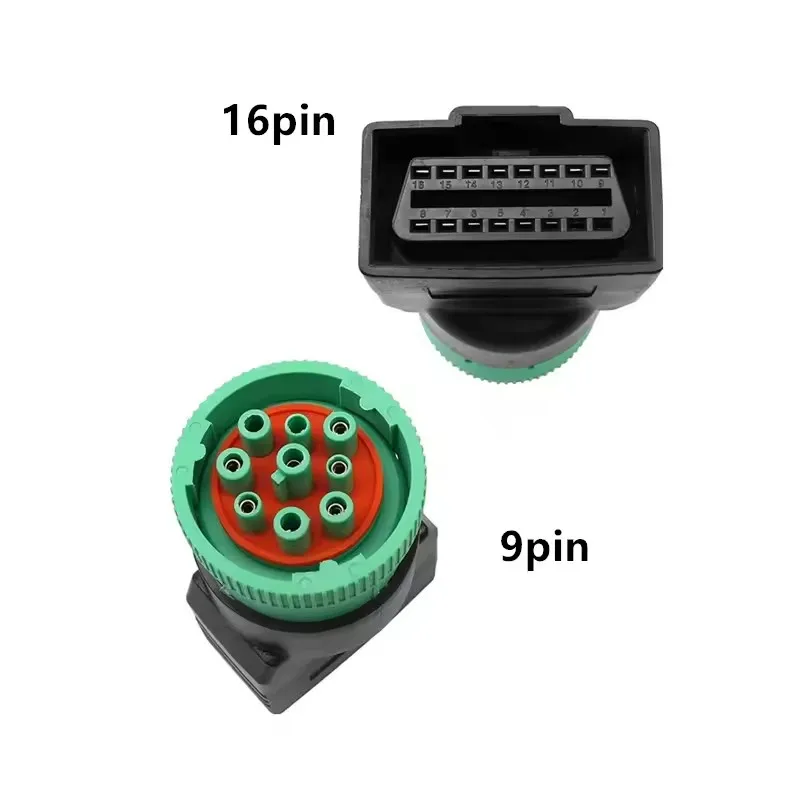 1PCS Automotive Diagnostic Connector OBD Adapter 9Pin J1939 To OBD2 16pin Adapter 9P