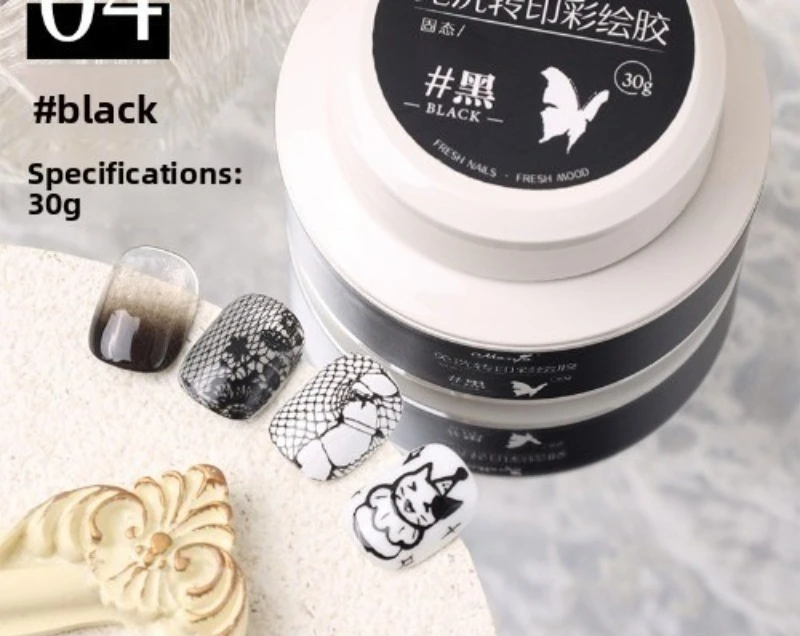 3D-Präge-Gel-Nagellack in Schwarz-Weiß für Nailart, ohne Reinigung, zum Malen, Zeichnen, Schnitzen, Gel-Reliefmuster, DIY-Maniküre – Detail 10