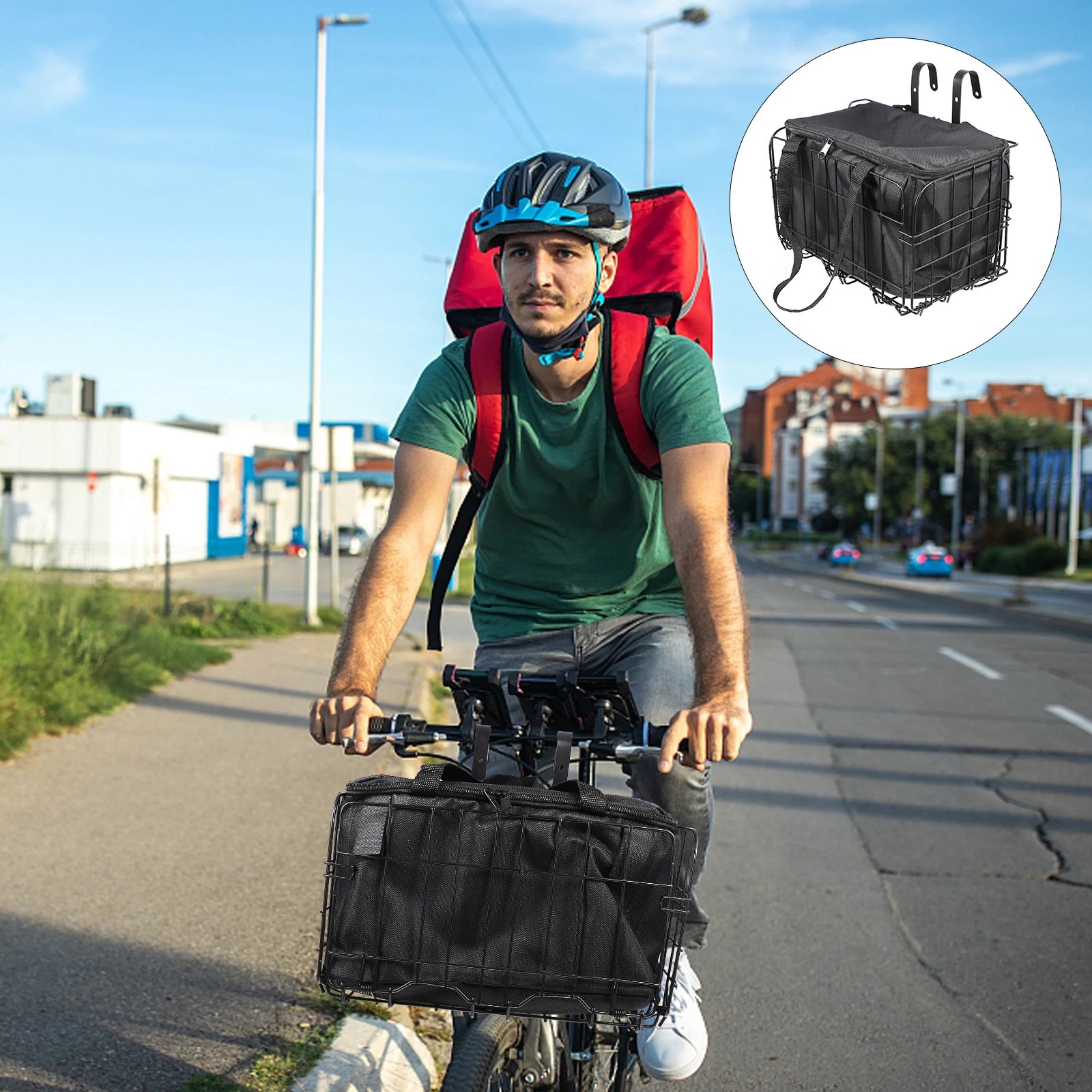 

2 Pcs Basket Scratch-resistant Bike Bicycle Front Mountain Folding Convenient Metal Spacious