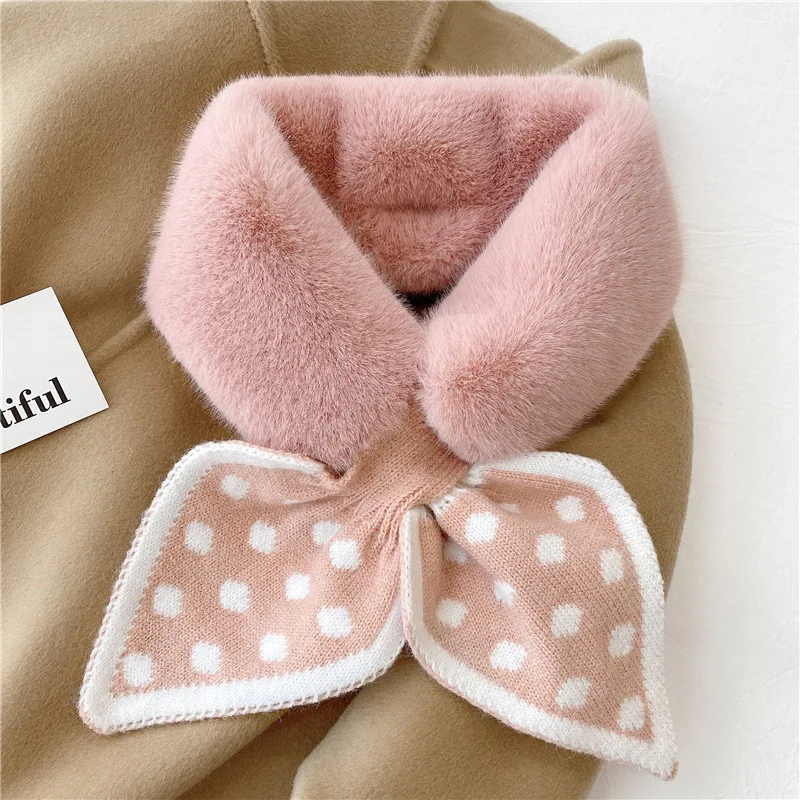 Splice Plush Scarf shawl Cross Scarf Collar Winter Collars And Scarves Neck Cover Women Luxury Neck Warmer Scarf E2409