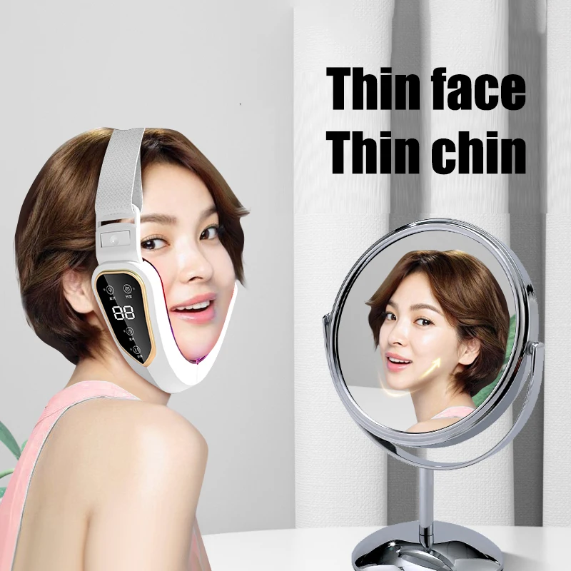 ไฟฟ้า V-face Face Lift อุปกรณ์ LED Photon Therapy Microcurrent กระชับผิว Double Chin Remover EMS Face Slimming Massager