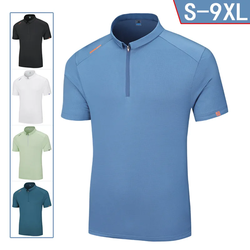 Men's Sports T-shirt Summer Short Sleeved T-shirt Summer Ice Silk Casual Polo Shirt Top Sports Quick Drying Short Sleeved Shirt