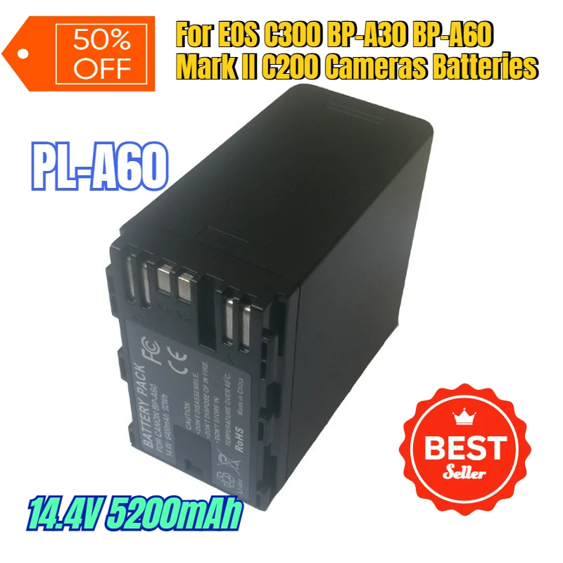 

14.4V 5200mAh for EOS C300 BP-A30 BP-A60 Mark II C200 Cameras Batteries