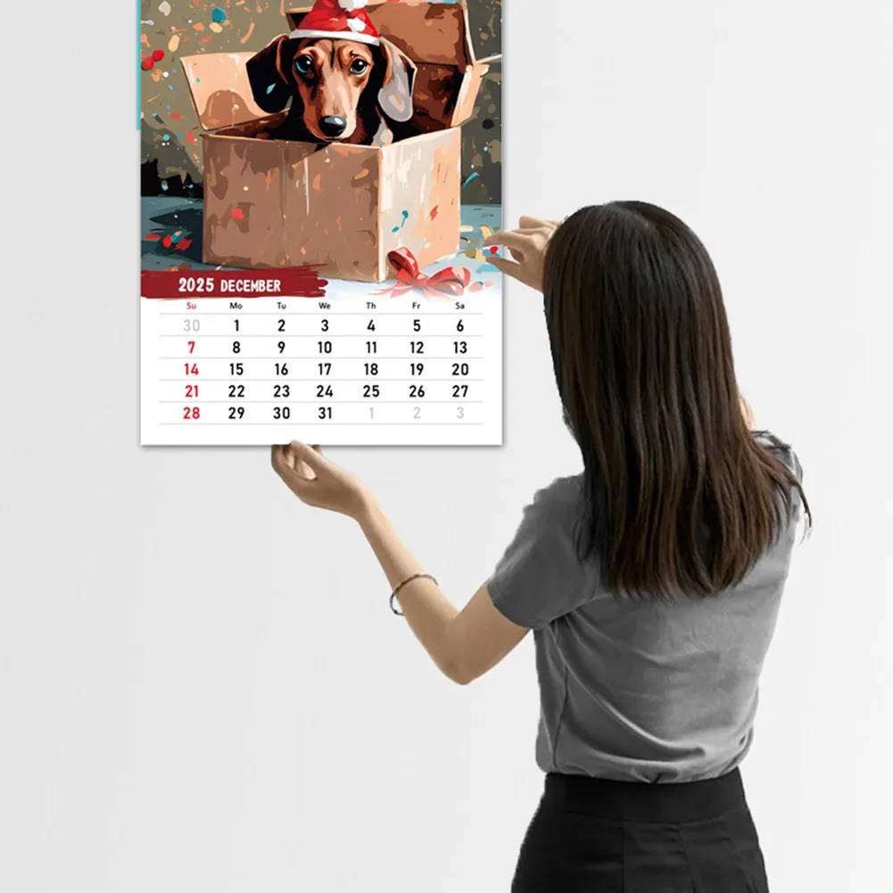 Calendrier teckel 2025 peinture à l'huile bloc-notes calendrier présent grande idée cadeau