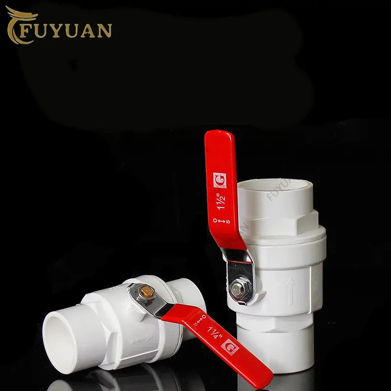 Red Non-slip Handle PVC Ball Valve 20/25/32/40/50/63/75mm Inner Diameter 2 Way Slip Ends Water Shut Off flow controller Valve