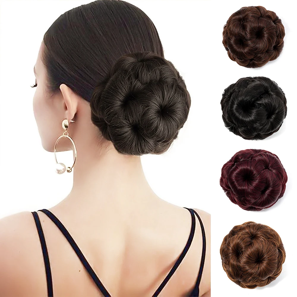 Nine flowers Hair Women Curly Chignon Synthetic High Temperature Fiber Chignon Hair Bun Donut Clip In Hairpiece