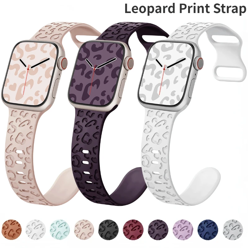 

Leopard Print Silicone Strap For Apple Watch 9 8 7 45mm 41mm Ultra 2 49mm Bracelet Wristband iWatch 6 5 4 3 SE 44mm 40mm Correa