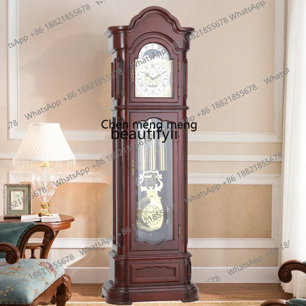 CC The Grandfather Clock Living Room Mechanical European Clock Chinese Retro Old-Fashioned Home Large Pendulum Clock
