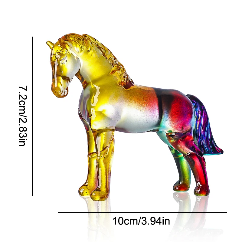 1 قطعة 2026 زودياك تمثال الحصان فنغ شوي جمع كريستال ضوء فاخر الحصان الشمس الماسك حلية ديكور المنزل سطح المكتب