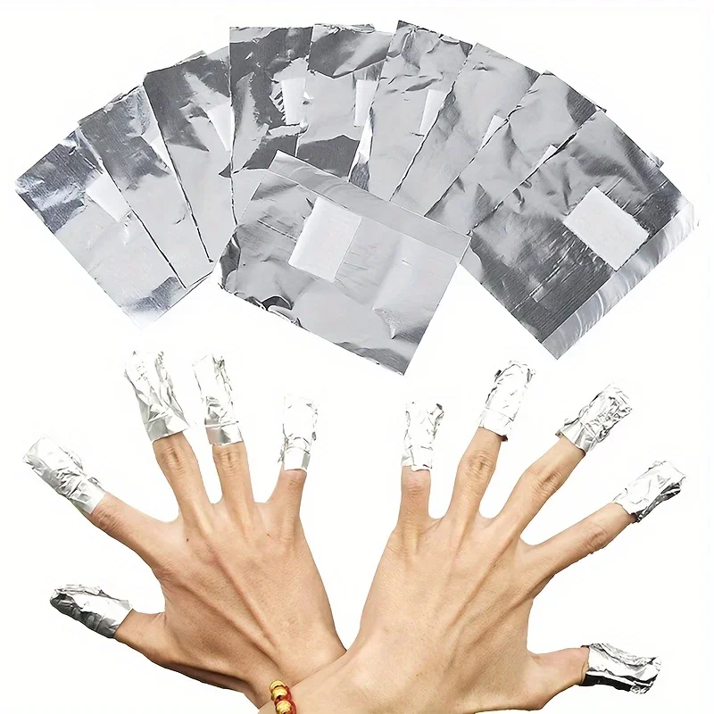Nail Studio Set 100pcs Glossy Aluminum Foil Sheets, 100pcs Aluminum Foil Absorbent Pads, Gel Polish Remover, Large Pad,