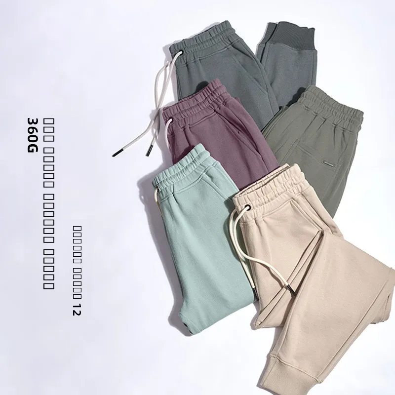 

Мужские спортивные брюки из плотного чистого хлопка, свободного кроя, с эластичным поясом и манжетами, винтажный стиль