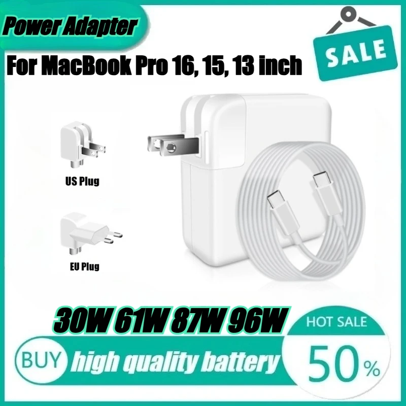 

New 30W 61W 87W 96W USB C Charger Power Adapter for MacBook Pro 16, 15, 13 inch, New Air 13 inch Works with Type C PD