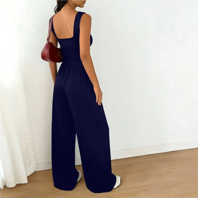 

Women's Two-piece Vest Wide-leg Pants 2026 New Women's Suspender Square Collar Waist Fashion Casual Solid Color Trousers Suit