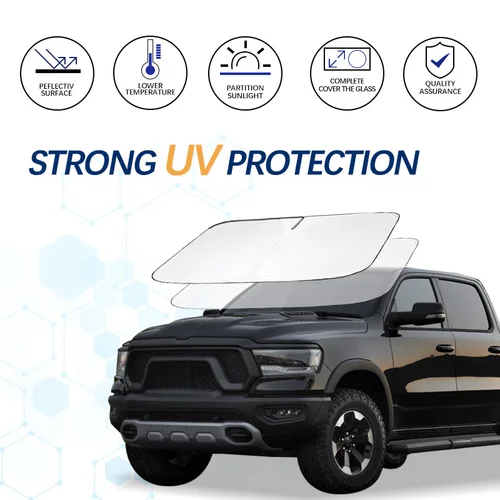Imagen 2 del producto Parabrisas para Dodge RAM 1500 RAM Sport SRT, parasol, Protector de visera, bloques plegables, rayos UV, mantiene el enfriador de su coche