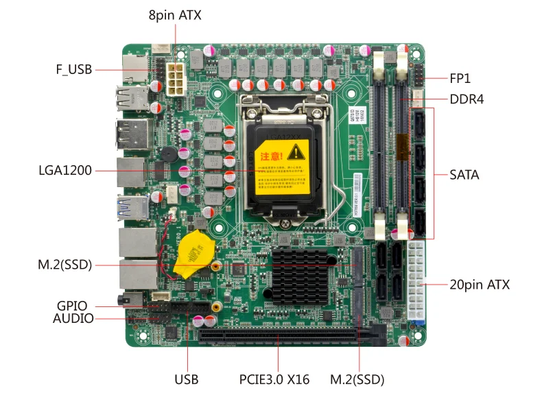 Imagem -02 - Nvr Lga1200 Cpu Mini Itx Placa-mãe Industrial Placa-mãe Nas x Sata 3.0 Pcie X16 Diy