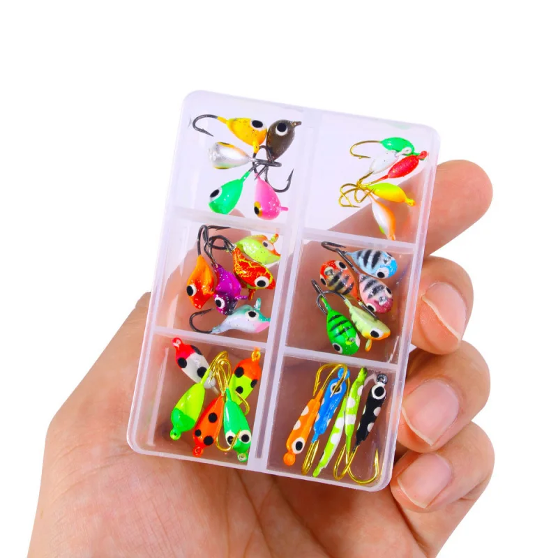 25PCS-40PCSIce الصيد الطعم إغراء الجذر الصيد هوك عين السمكة مضيئة تجنب العوائق مكافحة هوك أسفل الرصاص رئيس هوك مايكرو لذلك