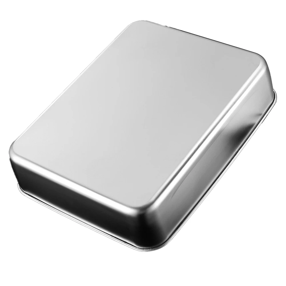 Stainless Steel Rectangular Tray Set of 2 for Baking Roasting Tiramisu Brownies and Casseroles Stackable Dishwasher Safe Design