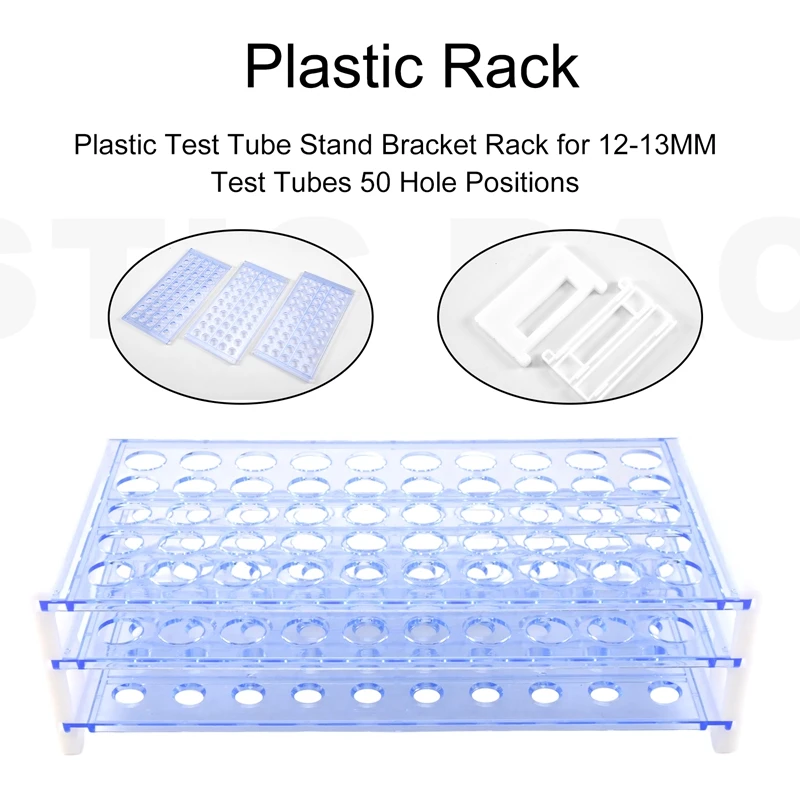 Plastic Test Tube Stand Bracket Rack for 12-13MM Test Tubes 50 Hole Positions
