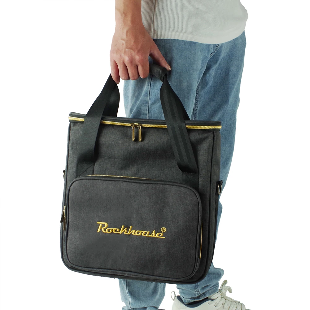 

Сумка для виниловых пластинок с ремнем, портативная сумка через плечо для пластинок, пыленепроницаемая, утолщенная, с мягкой подкладкой, вмещает до 10 виниловых альбомов.