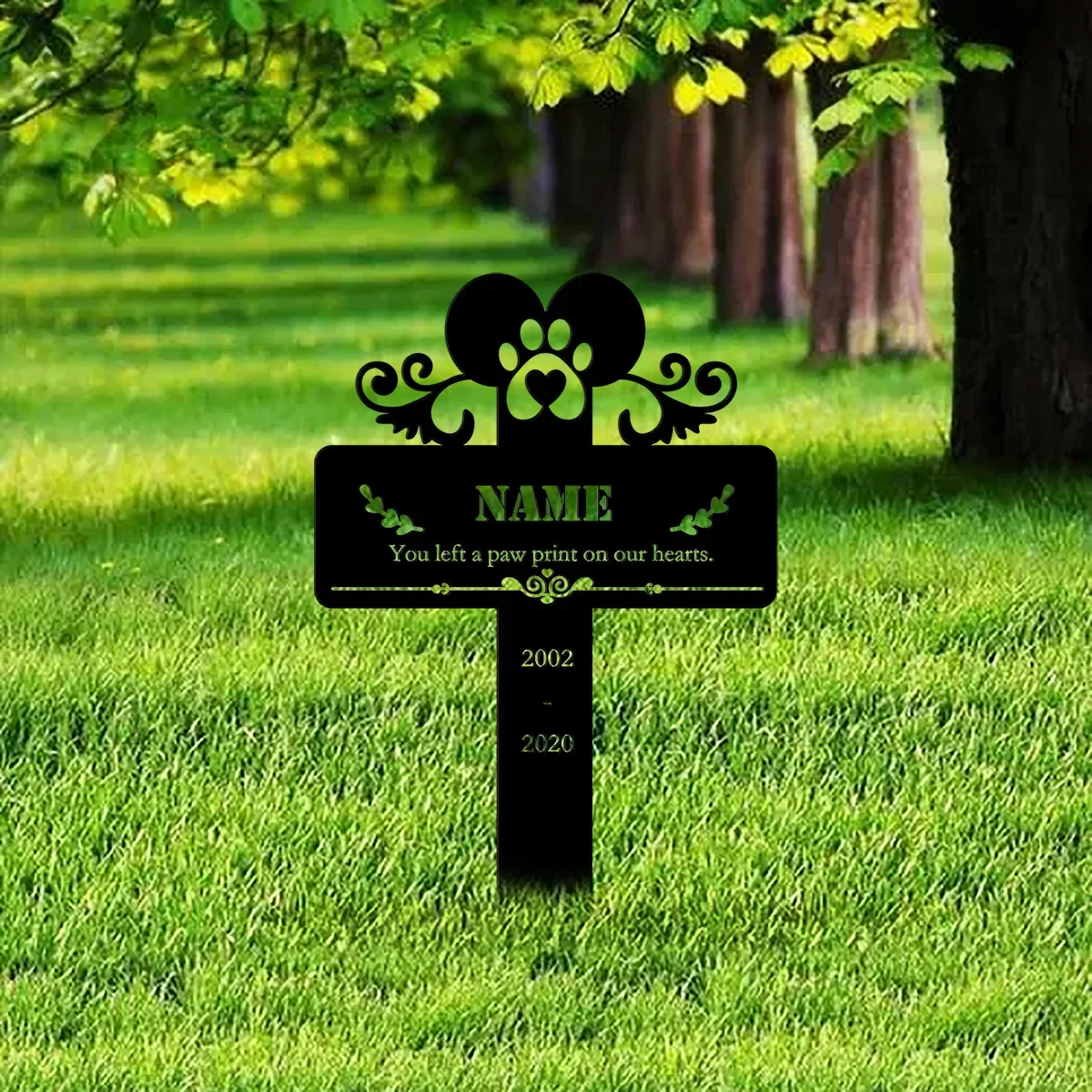 Custom Dog Memorial Stake Metal  Grave Stake Memorial Plaque with Stake Dog Memorial Sign Grave Marker for Pet Burial