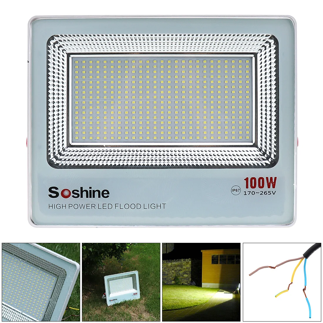 

Waterproof Outdoor LED Floodlights 8000 Lumen AC180-265V 100W White Light Flood Lamp with 120 Degree Angle for Landscape /Garden