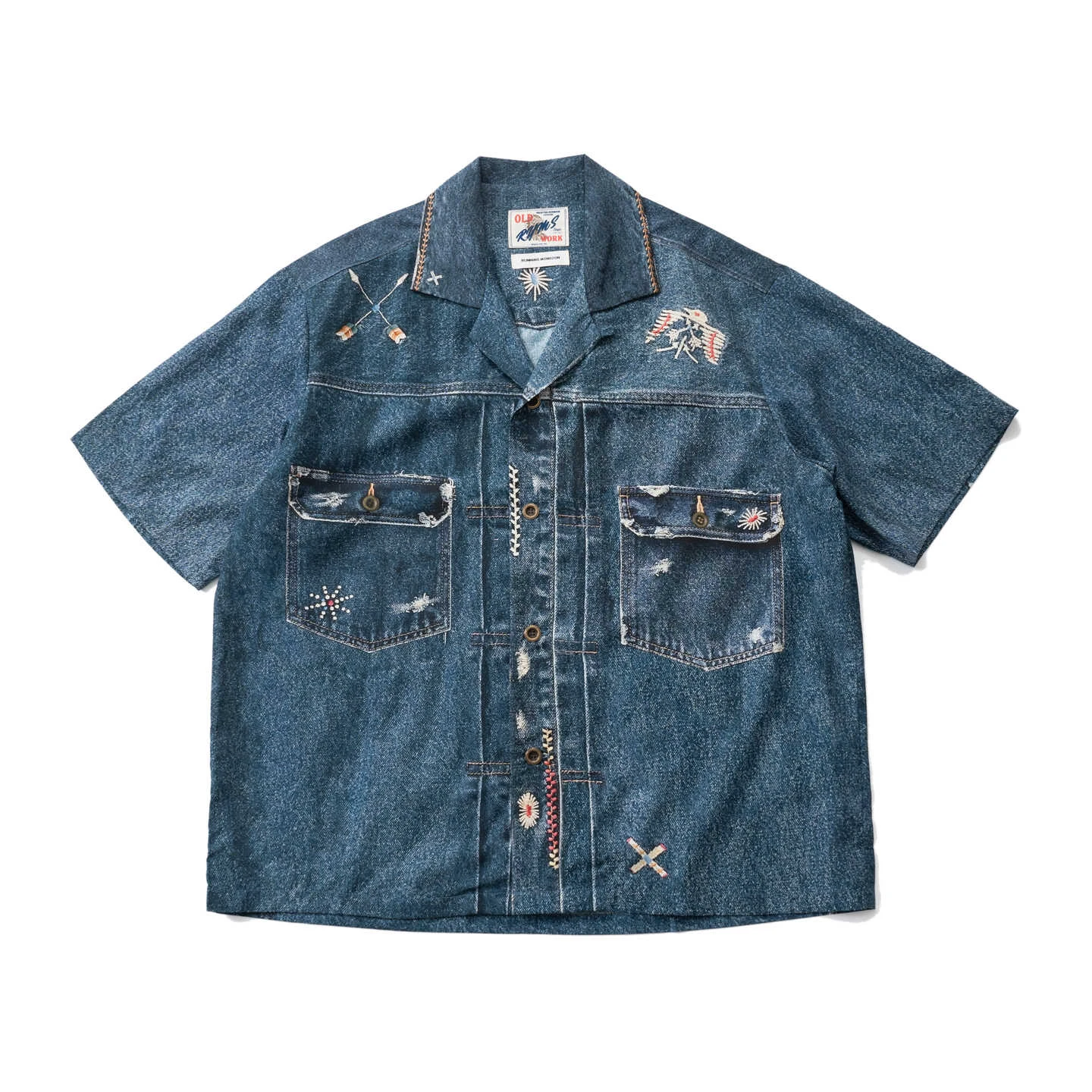 

Japanese Retro Printed Pattern Ice Feeling Short Sleeved Shirt for Men and Women