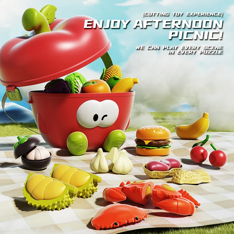 Fruit Cute Joy Apple Strap Storage Bucket Luxury Kitchen Playhouse Food Children's Toys Vegetables Fruits and Vegetables