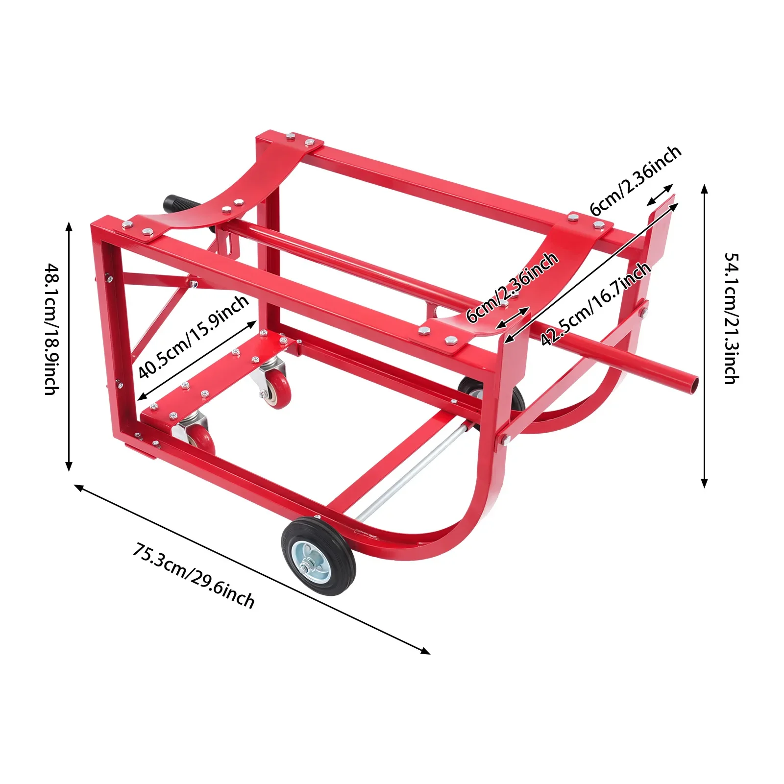 

NEWEST 55 Gal Drum Trolley, 600lbs Capacity W/ Retractable Drawbar& Wheels Steel Drum Handling Cradle for Round Drums