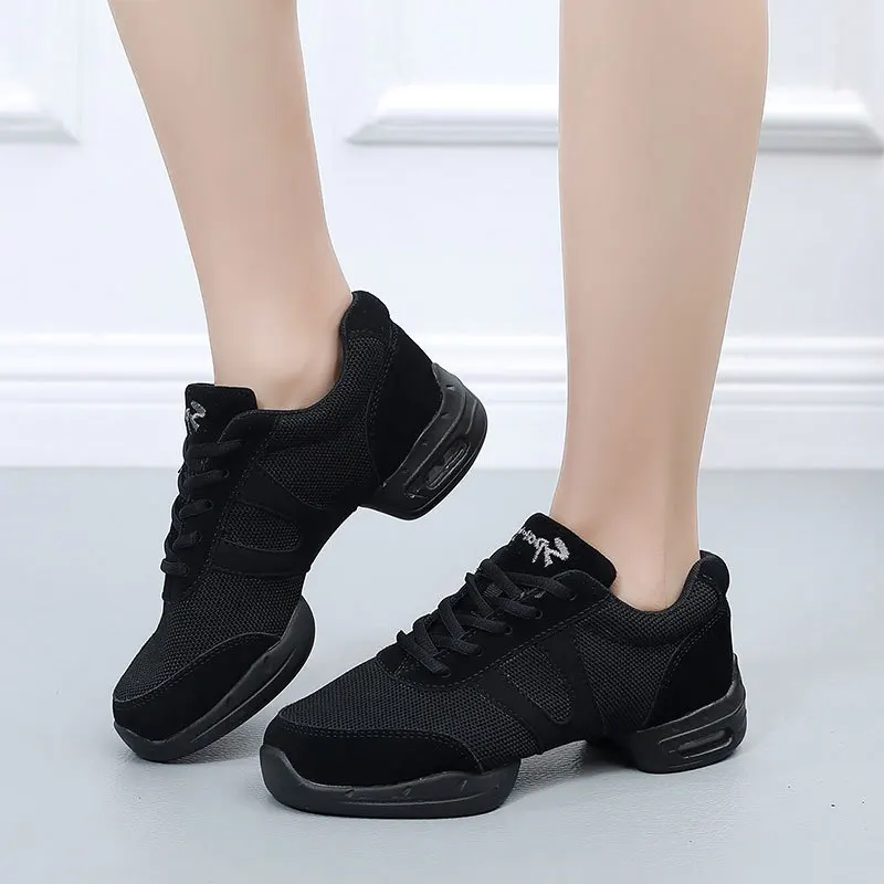 Zapatos de baile zapatillas de deporte de malla transpirable suela suave baile cuadrado verano Jazz zapatos de baile mujer aumentar el tamaño 44