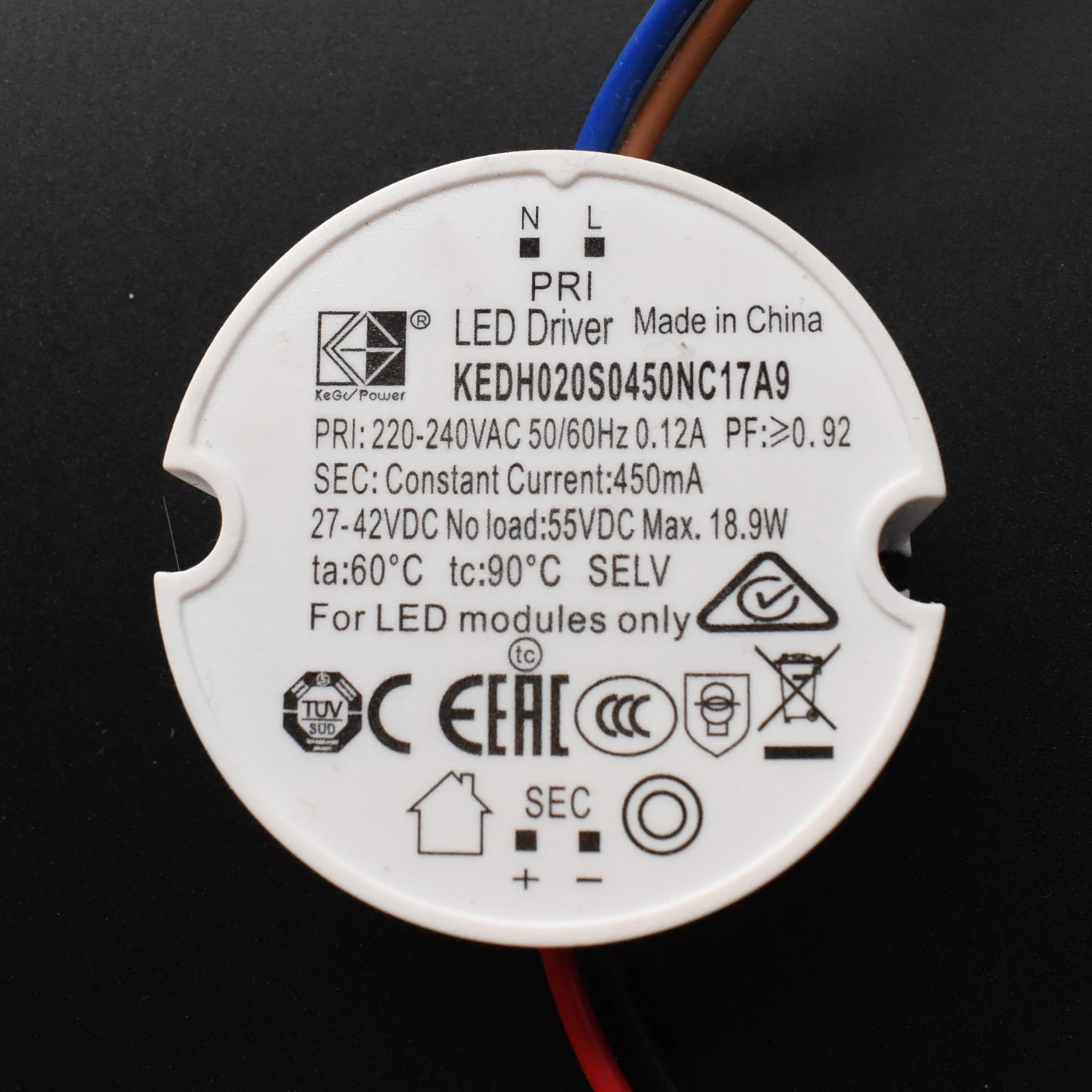 High PF IP44 CC Built-in LED Power Supply Round LED Driver 350mA 450mA 500mA Suitable for  Use Inside of Light