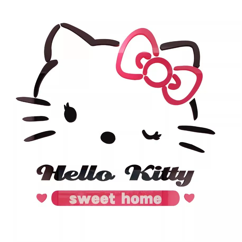 Hello Kitty Strawberry Wall Sticker DIY Self-assembly Sanrio Cartoon Anime 3D Acrylic Wall Stickers Kid Bedroom Wall Home Decor