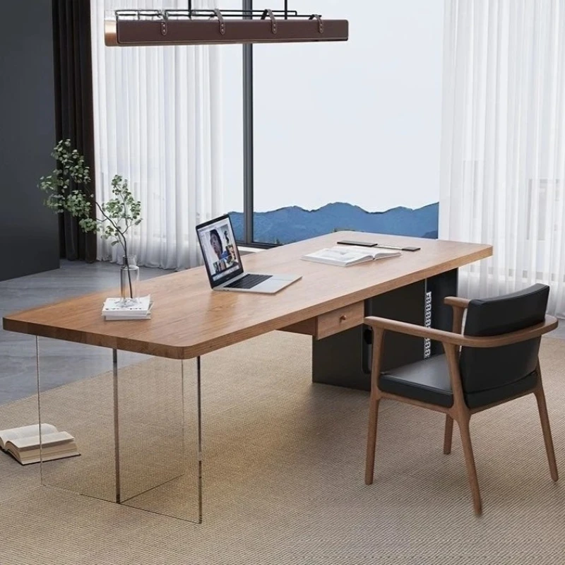 

Designer style simple modern large - size solid wood computer office desk, boss desk