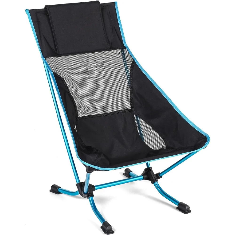 

Collapsible Camping Chair Beach Chair Lightweight Chairs for Living Room Lower-Profile Compact Black With Pockets Outdoor