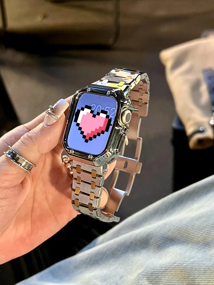 

Luxury Stainless Steel Band For iWatch Serise Ultra 8 7 SE 6 5 4 3 Metal Bracelet Strap For Apple Watch 38MM 42MM 44MM 45MM 49MM