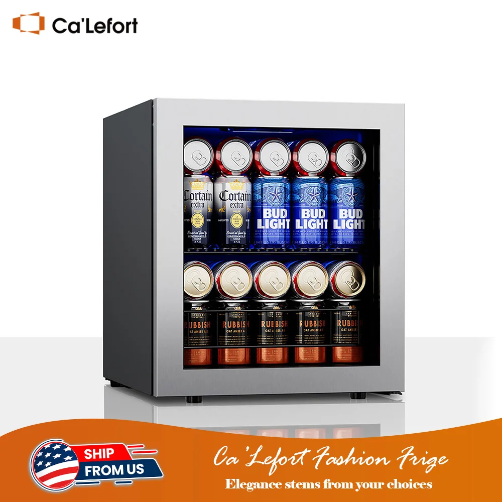 Ca’Lefort Stylish Small Beverage Refrigerator - 65 Can Capacity Cooler Mini Fridge for Ideal Home Bar Use and Efficient Storage